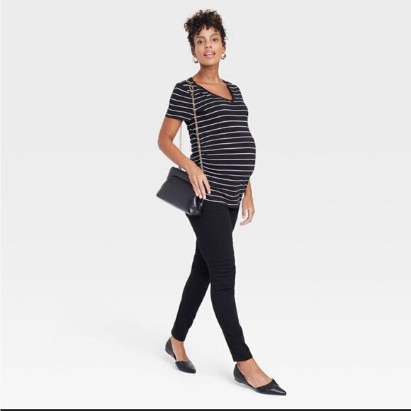 Over-belly denim maternity pants - Picture 1 of 6